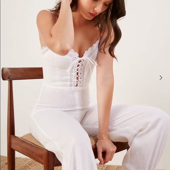 Nwt reformation rose jumpsuit white size 4 XS - Picture 3 of 7